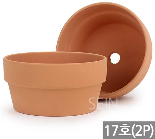 세인화분 중형 대형 낮은 넓은 토분 화분 2P - 원형 인테리어 다육 다육이 선인장 하프토분 낮은화분 토기분 둥근 가드닝, 2개, 낮은토분17호