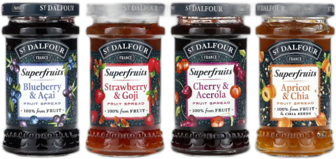 샹달프 잼 슈퍼 과일잼 4종(블루베리 딸기 체리 살구)세트 프룻 스프레드, 1개, 170g