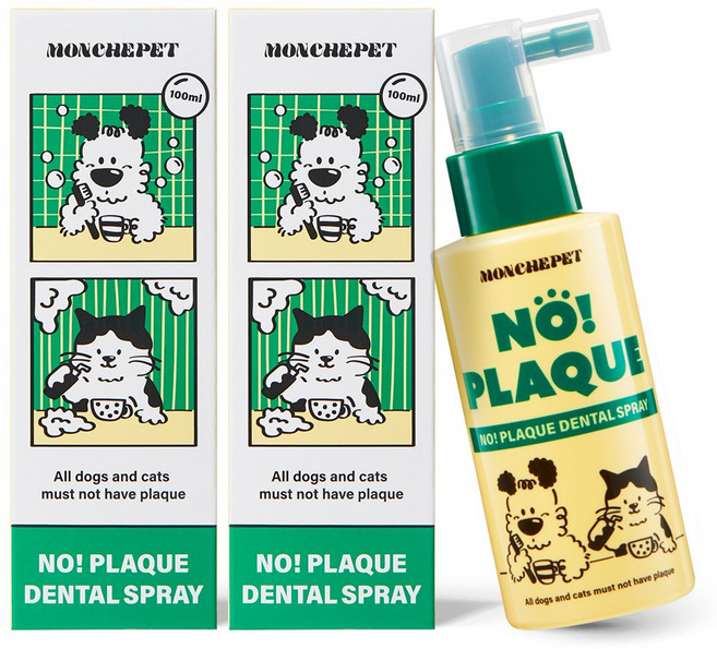 몽셰펫 반려동물 덴탈 스프레이 뿌리는 치약 구취/치석제거, 2개, 100ml