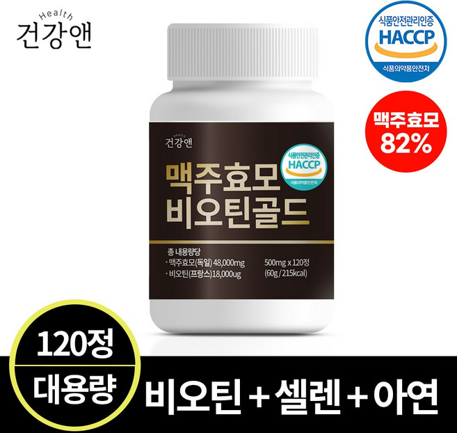 건강앤 맥주효모 비오틴골드 식약청 HACCP 인증, 120정, 1개