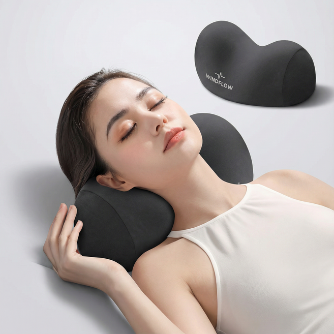 윈드플로우 3D 목편한 경추베개 목베개 꿀잠 기절 메모리폼베개, 1개, 다크블랙
