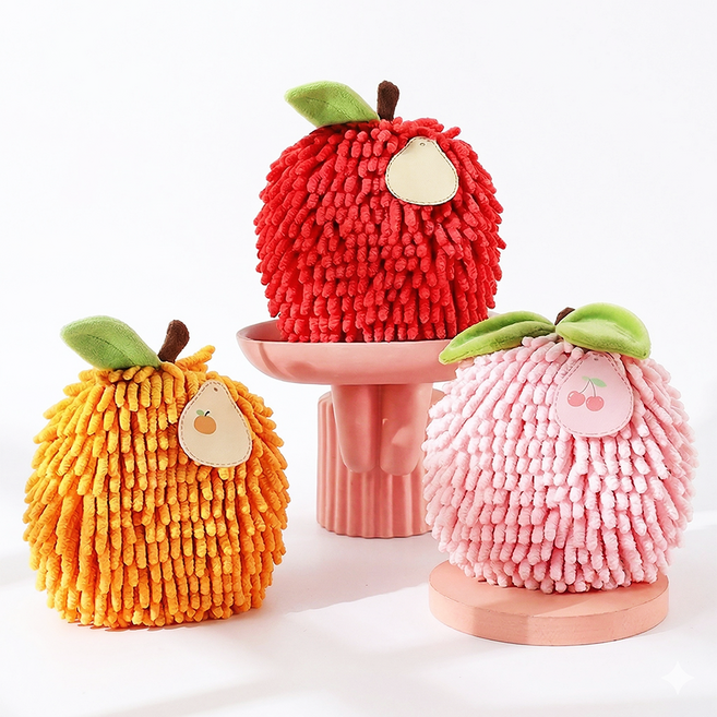 올리스트 핸드타월 주방수건 고리수건 핸드타올 + 벽걸이후크, 1개, 사과