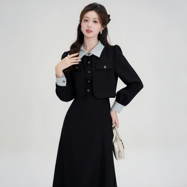 여성 봄 가을 빅 사이즈 롱 원피스 오피스룩 정장 원피스 데일리룩 셔츠 카라 원피스