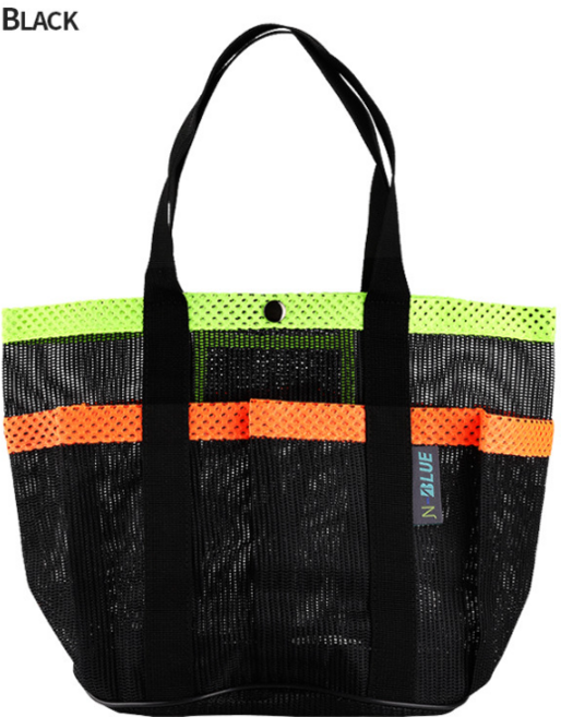 다용도 망사 목욕 복주머니 가방 26color, 블랙-콤비