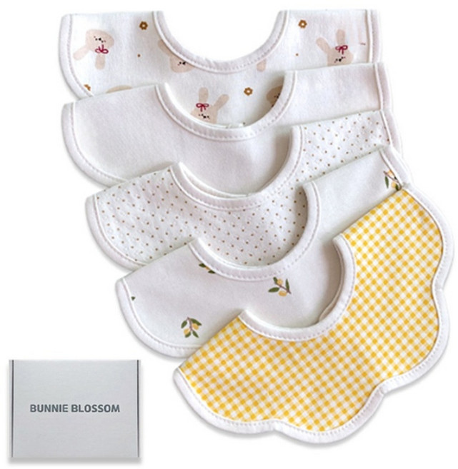 바니블라썸 아기 턱받이 어린이집 준비물 출산 선물세트 롤링 침받이 baby bib
