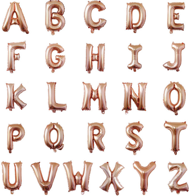 스마일파티 16인치 미니 알파벳 풍선 문자 영문 A~Z 26종 세트, 1세트, 로즈골드