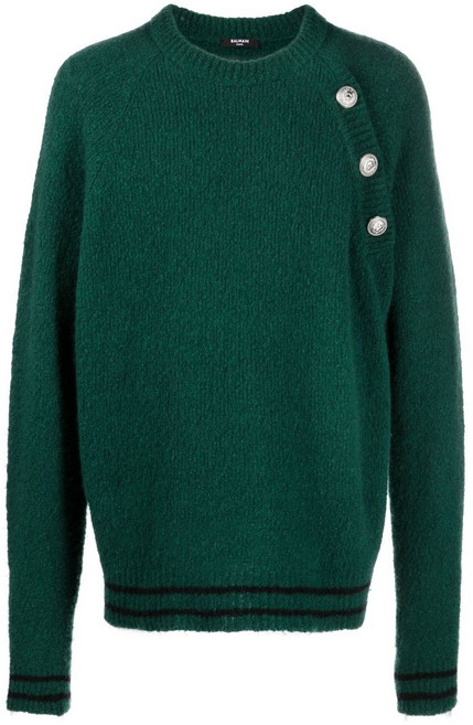 발망 발망 버튼 엠보스드 니트 스웨터