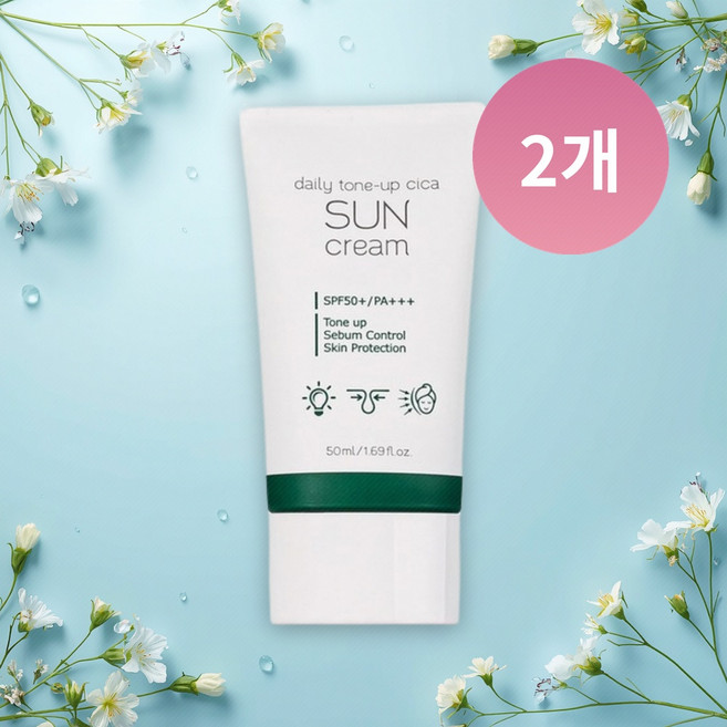 프레티 데일리 톤업 시카 선크림 SPF50+ PA+++, 50ml, 2개