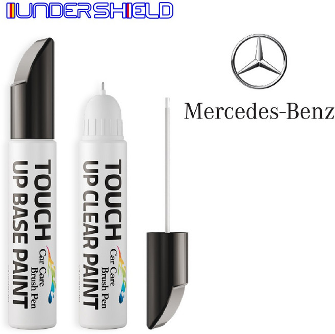언더쉴드 벤츠 자동차 붓펜 투명펜(세트) 터치업 카페인트, 벤츠 963 인디엄그라우, 1세트