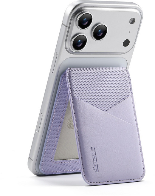 Ceasikery 접이식 확장 저장 강자성 폰 마그세이프 호환 가죽 카드 지갑 Q2024, 1개, 자주색