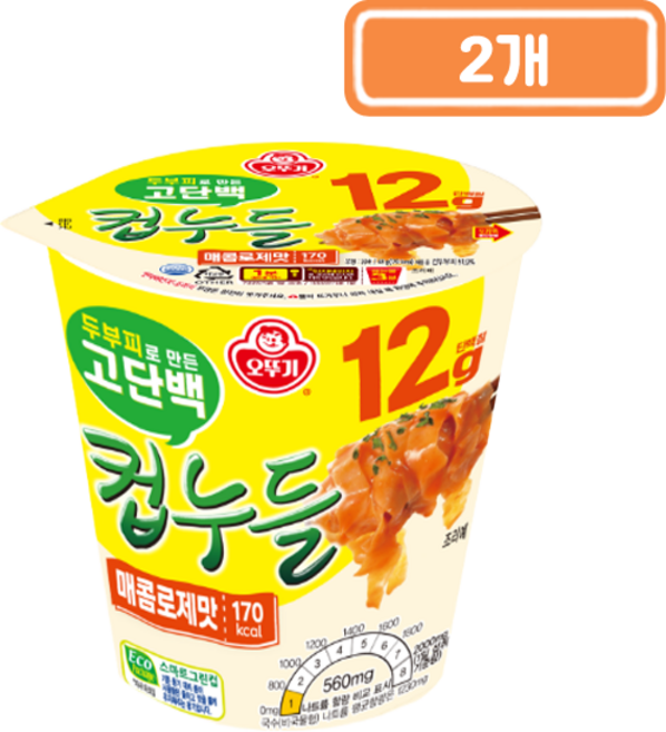 오뚜기 두부피로 만든 고단백 컵누들 매콤로제맛, 2개