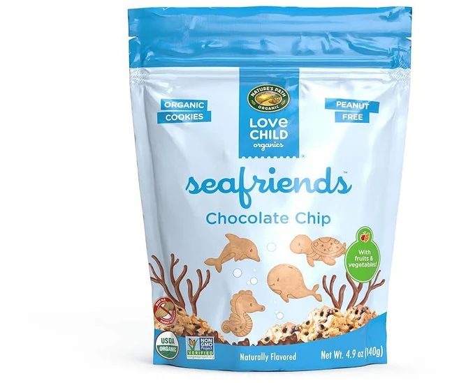 Love Child Organics Nature's Path Sea Friends 초콜릿 칩 쿠키 138.9g(4.4온스) (1팩) GMO 프리, 4.9 Ounce (1팩), 140g, 1개 - 쿠팡