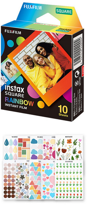 [한국후지필름] 인스탁스 스퀘어 디자인필름 레인보우 1P (10매), 스퀘어필름 레인보우, 1개