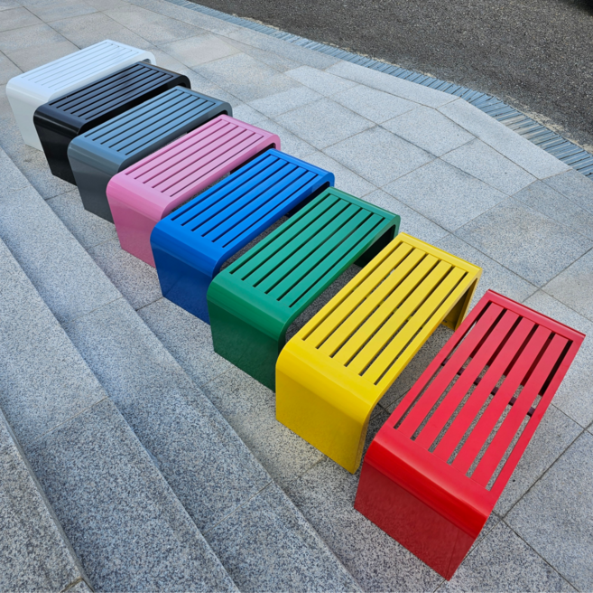 무지개 인테리어 철제 야외 벤치 (100cm), 진회색 100cm