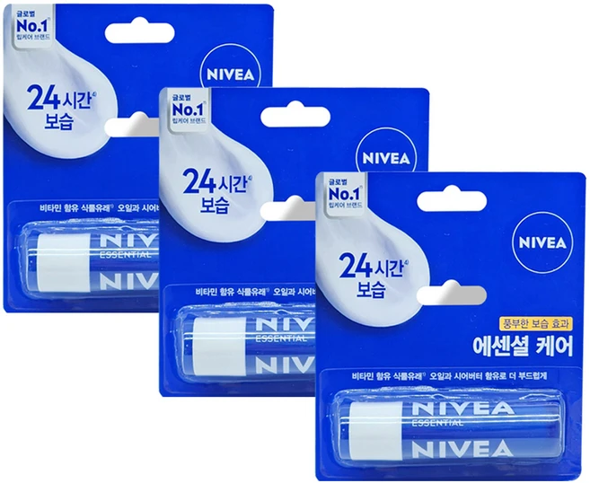 니베아 보습케어 립밤 입술보호제, 3개, 4.8g - 쿠팡