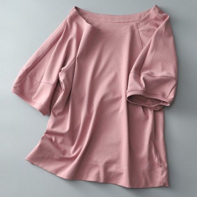 면 100% 티셔츠 상의 여 봄여름 오버핏 배 커버 미디엄 소매 무드 소상의 하의 nvduanxiu