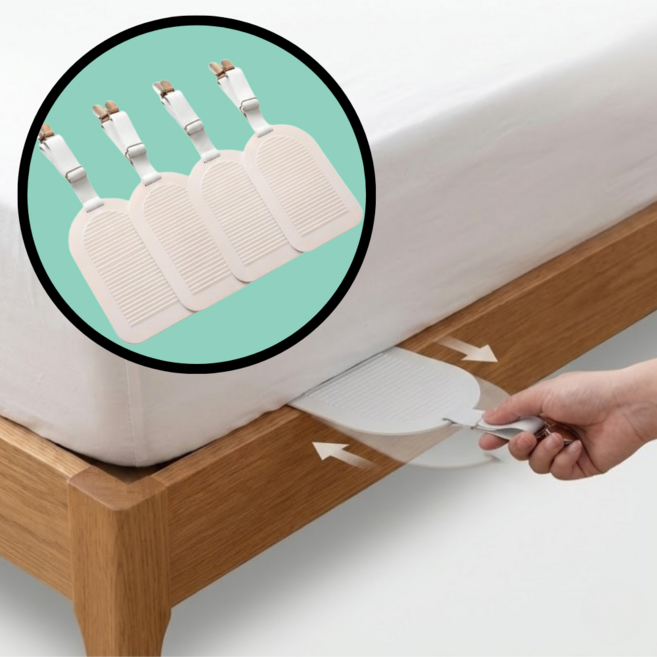 와이엠베스트 침대 시트 패드 커버 고정 밴딩 집게 매트리스 이불 밀림 방지 클립 홀더 4P 화이트, 4개