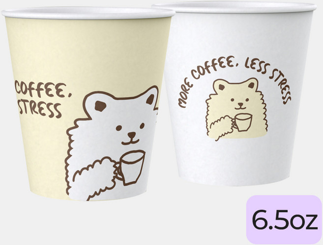 [구뜨몰] 두꺼운 종이컵 190ml 6.5온스 귀여운 강아지 2종 자판기컵 (대나무 항균 천연펄프), 1박스, 1000개