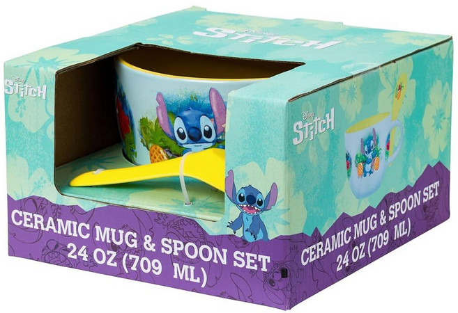 Silver Buffalo Gilmore Girls Luke's Diner 로고 세라믹 수프 머그 680.4g(24온스), Lilo and Stitch: Tropical Wate