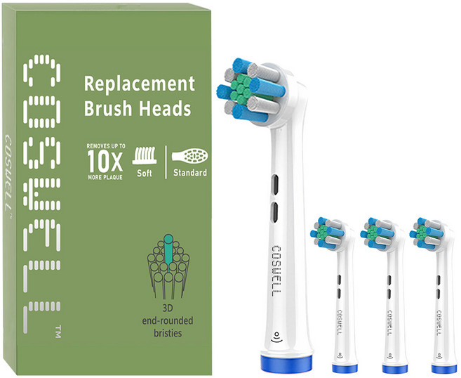 COSWELL 歐樂B 電動牙刷刷頭 適用PRO/P/D 系列 3D圓頭刷毛 深層清潔型 護齦牙刷, 1個, 4個裝
