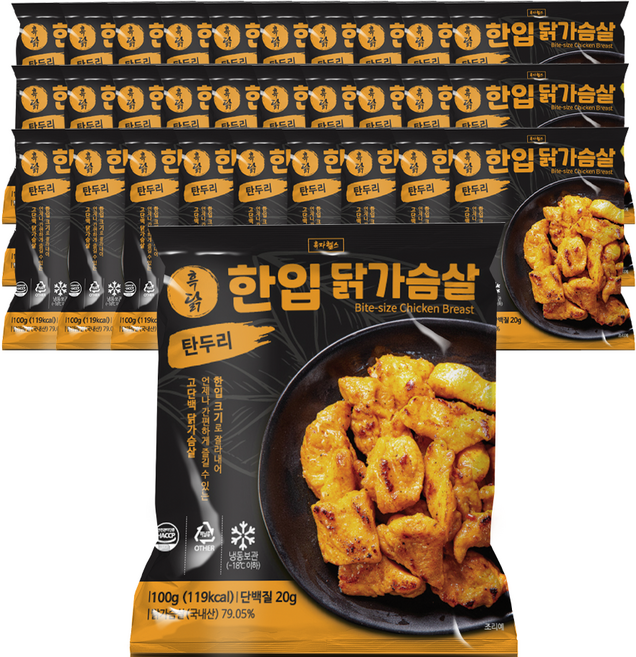 흑닭 한입 닭가슴살 탄두리, 100g, 30개