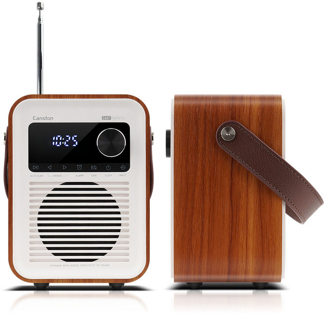 캔스톤 C601 제페토 블루투스스피커 라디오 데스크테리어 오브레 캠핑 차박 매장, 체리우드