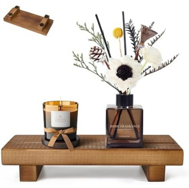 우드 라이저 비누 스탠드 욕실 카운터용 나무 트레이 비누용 주방 싱크대 테이블 디스플레이용 받침대 홈 데코 발판 트레이8.66x3.54인치, Brown