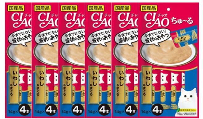 챠오츄르 고양이 짜먹는 간식, 혼합맛(정어리/참치), 14g, 24개