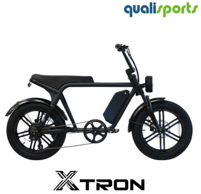 퀄리스포츠 엑스트론 자토바이 48V 500W 전기자전거 출퇴근용 배달용, 블랙, 알루미늄