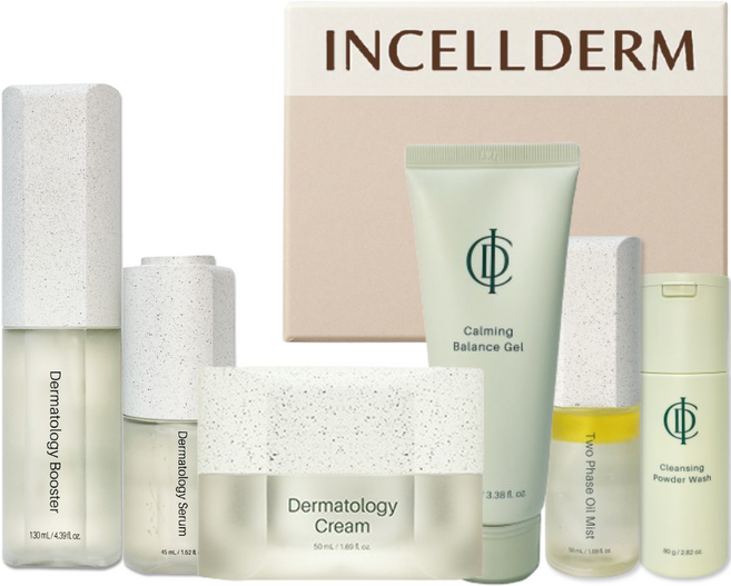 [정품 QR부착 최신제품] 인셀덤 기초 6종 (부스터+세럼+크림+카밍젤+미스트+파우더) 원빈화장품 INCELLDERM 대리점장 직접출고, 1세트