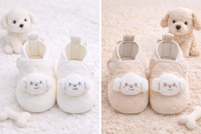 달콩베이비 퀼팅강아지인형 보행기화 유아 덧신 신생아덧신 보행기신발 만삭촬영 아기선물 아기신발 100일선물 돌선물 걸음마신발
