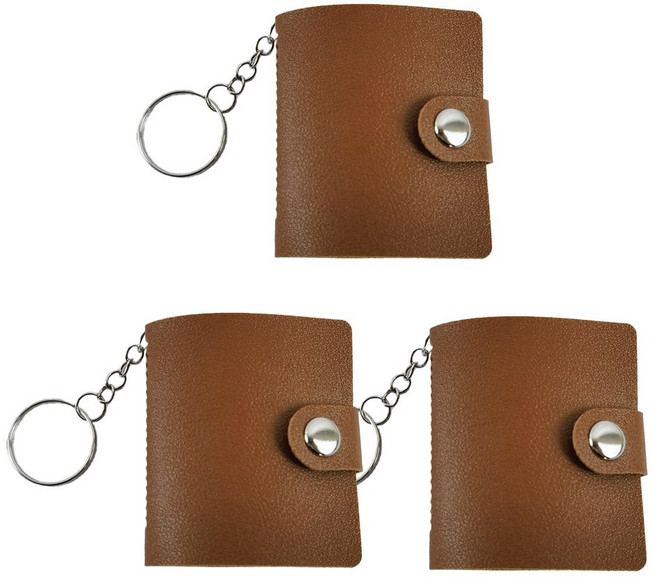 가죽 증사 바인더 3개 증명사진 보관 띠부씰 콜렉트북 미니 앨범 키링, 10매, 브라운