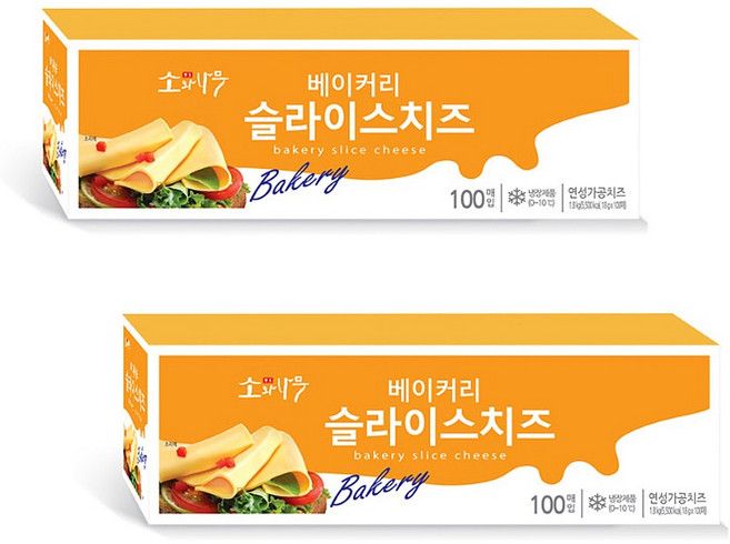 소와나무 슬라이스치즈 100매 (1.8kg) 체다치즈/체다슬라이스치즈/동원, 1.8kg, 2개