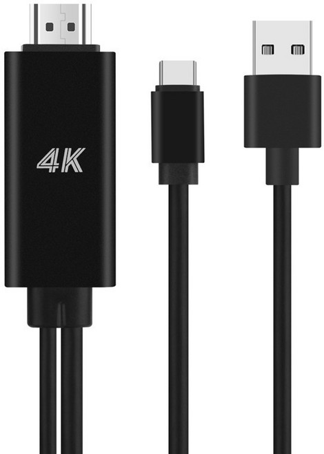 Type-C轉HDMI 4K UHD直輸線 1.8米 可充電 手機平板轉電視螢幕, 1個