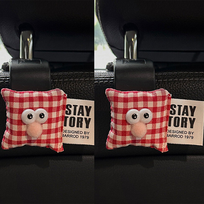 ANYOU 차량용 후크 다용도 귀여운 체크무늬 뒷좌석 걸이 HJQCGG0315, 레드, 2개