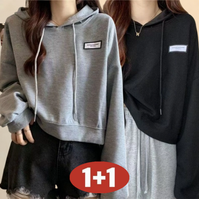 오스틱니 100kg까지 빅사이즈 1+1 초특가 여성용 봄가을 외출용 스포츠 긴팔 후드티 간절기