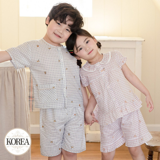 아동 순면 잠옷 세트 주니어 유아 어린이 키즈 실내복 M초코