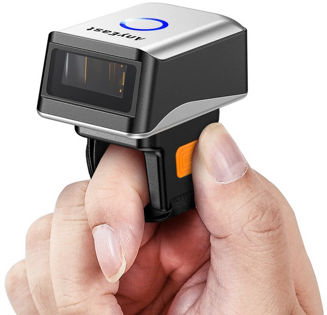 핑거링바코드스캐너 블루투스 링 무선 미니 핑거 바코드 리더 2D 스캐너 안드로이드호환 IOS PC PDF417 데이터 매트릭스, 2D QR Scanner, 1개