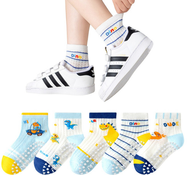 투해피 키즈 미끄럼방지 메쉬양말 5컬레- S23 귀욤공룡