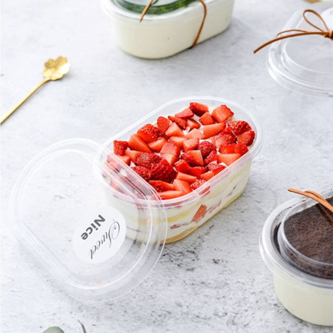 투명 돔형 티라미스 보틀 케이크 용기 PET 케이스, 1개