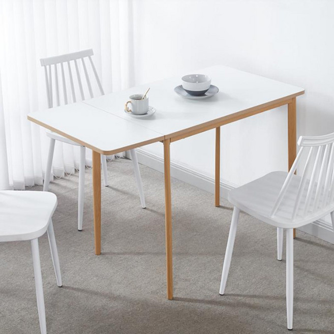 접이식 식탁 테이블 2인용 4인용 확장형 원목 원룸, 화이트 사각테이블
