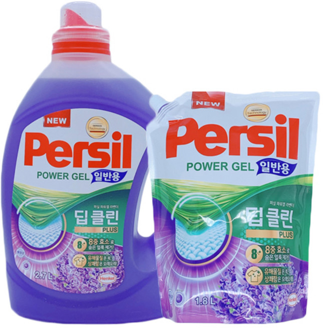 퍼실 라벤더 일반용 용기 2.7L + 리필 1.8L, 1세트