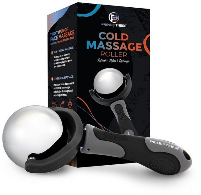 PRIME Fitness 콜드 마사지 롤러 볼 테라피 손잡이가 달린 아이스 냉동 스틱 근육통 완화 블랙 213814
