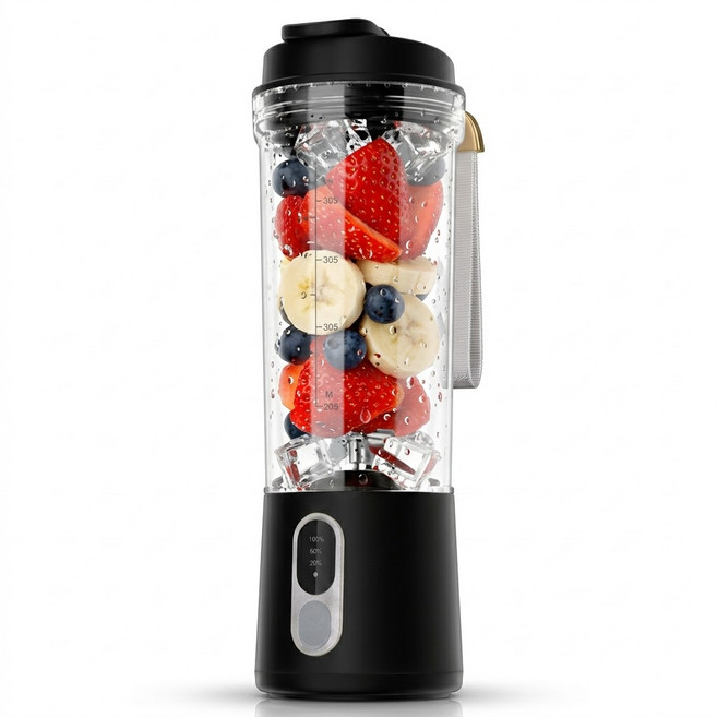 밀리아토 300W 트라이탄 휴대용 미니 믹서기 무선 블렌더, BJ-500B 블랙