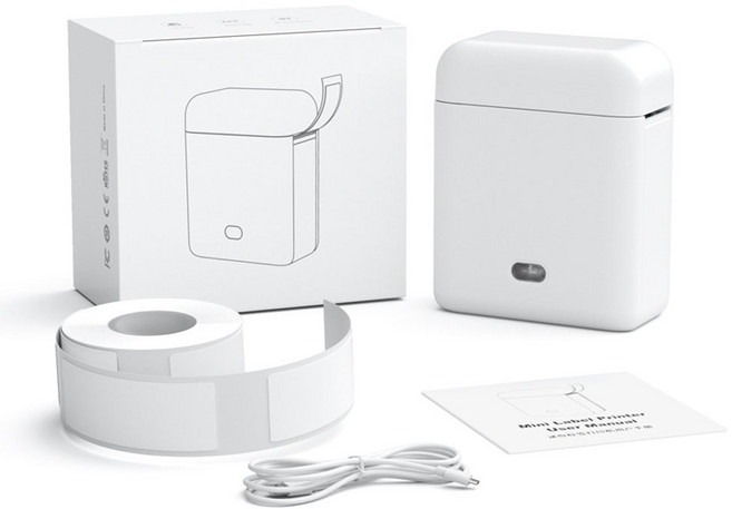 SMABAT 무선 라벨 프린터 노잉크 감열식 프린터기 휴대용 라벨 메이커 초경량 라벨스티커 프린터 라벨지 1개 포함, 라벨기