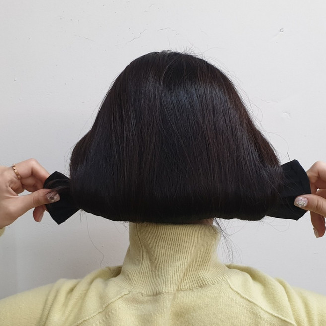 로우번 헤어 쉬폰 리본 와이어 당고밴드 블랙