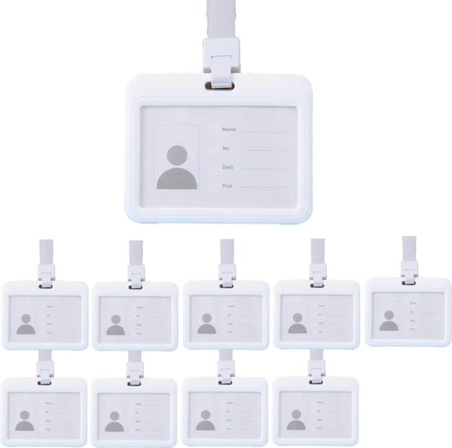사원증 출입증 명찰 목걸이 케이스 줄, 10개, 가로형 화이트