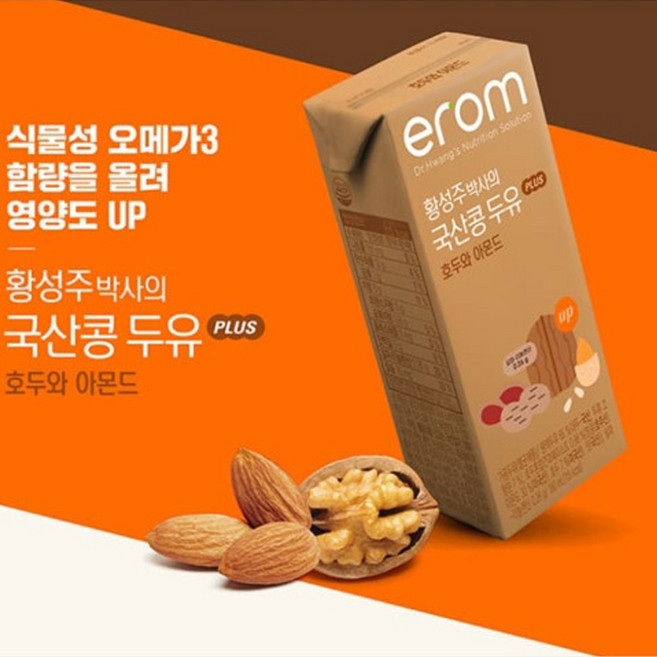 이롬 황성주 국산콩두유 플러스 호두와 아몬드, 190ml, 48개