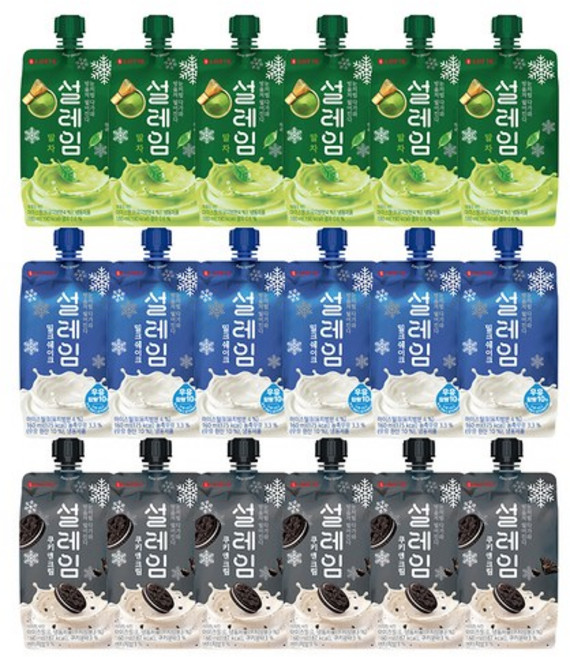 설레임 말차x6+밀크쉐이크x6+쿠앤크x6, 1세트, 2.88L