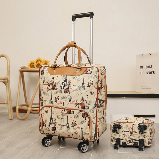 가벼운 수하물 다기능 가방 바퀴 달린 스트라이프 줄무늬 패턴 여행용